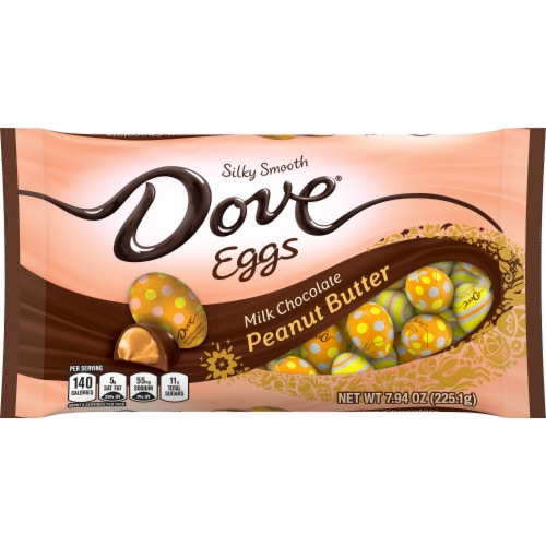 Dove Promises Milk Chocolate Peanut Butter Easter Candy Eggs Individually Wrapped Bag Perspective: front
