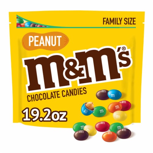 M&M'S Peanut Milk Chocolate Candy Family Size Bag Perspective: front