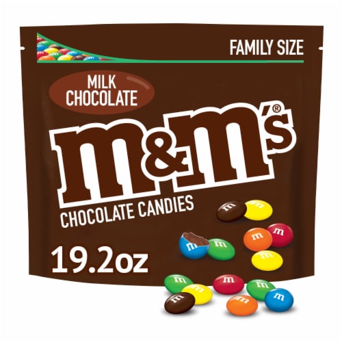 M&M'S Milk Chocolate Candy Family Size Bag Perspective: front
