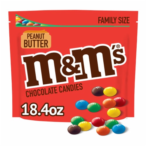 M&M'S Peanut Butter Milk Chocolate Candy Family Size Bag Perspective: front