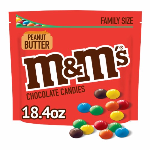M&M'S Peanut Butter Milk Chocolate Candy Family Size Bag Perspective: front