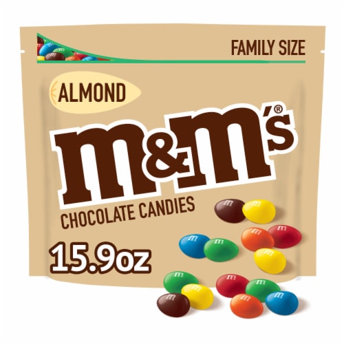 M&M'S Almond Milk Chocolate Candy Family Size Bag Perspective: front