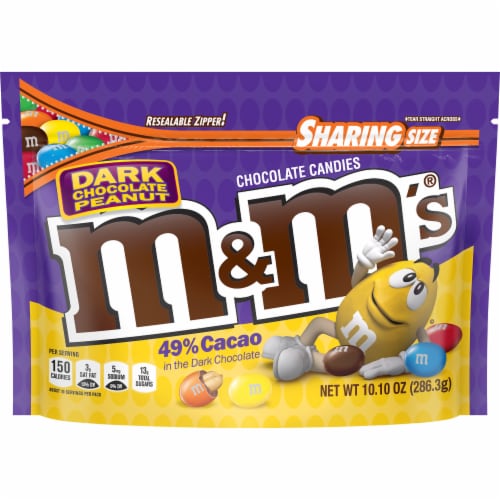 M&M's® Dark Chocolate Peanut Candies Sharing Size Bag Perspective: front