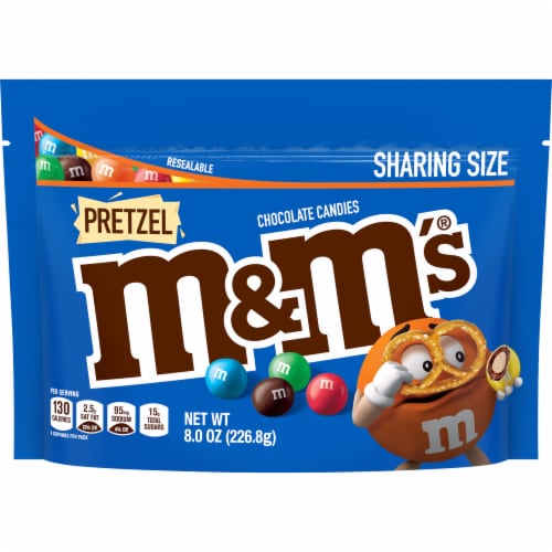 M&M'S Pretzel Milk Chocolate Sharing Size Candy Bag Perspective: front