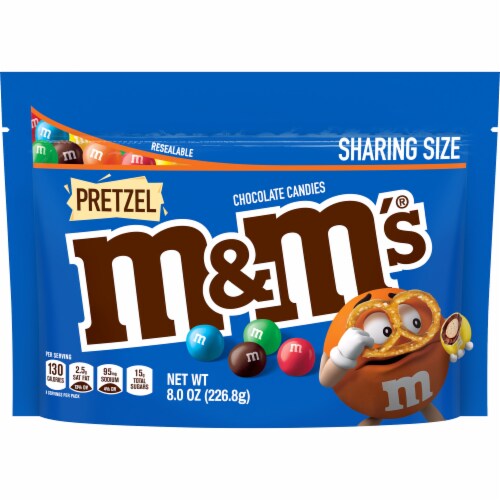 M&M'S Pretzel Milk Chocolate Sharing Size Candy Bag Perspective: front