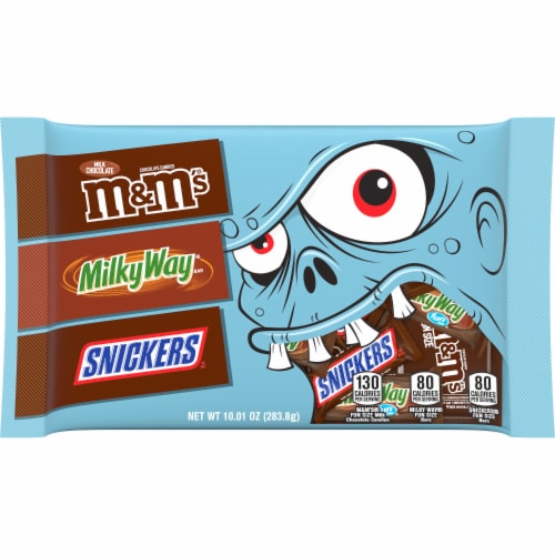 Snickers & M&M'S Milk Chocolate & Milky Way Chocolate Bars Halloween Candy Assortment Perspective: front