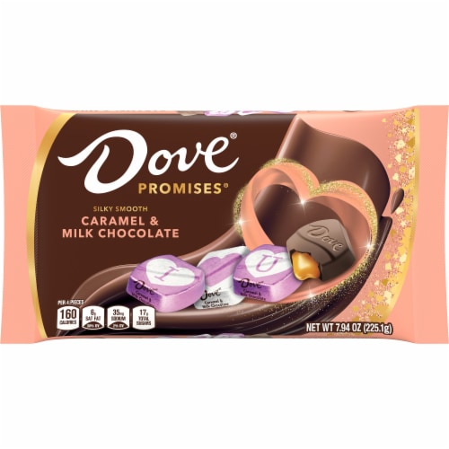 Dove Promises Valentine's Love Notes Caramel Milk Chocolate Candy Bag Perspective: front