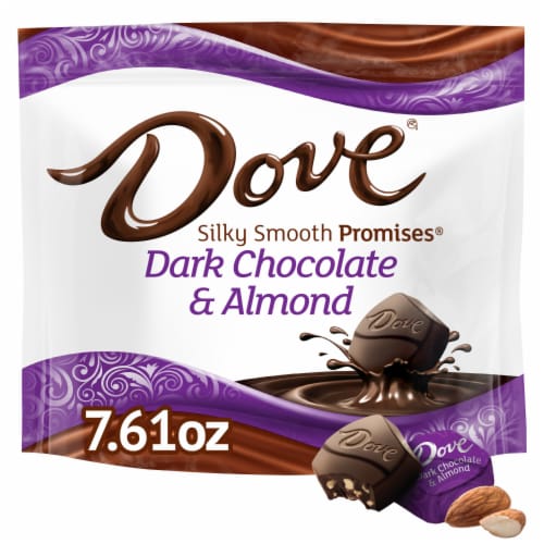 Dove Promises Individually Wrapped Dark Chocolate Almond Candy Bag Perspective: front
