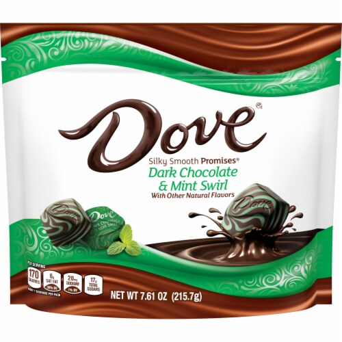 Dove Promises Mint Swirl Dark Chocolate Candy Individually Wrapped Bag Perspective: front