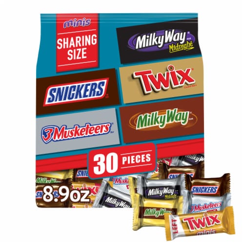 Snickers Twix Milky Way & 3 Musketeers Variety Pack Milk & Dark Chocolate Candy Bars Perspective: front