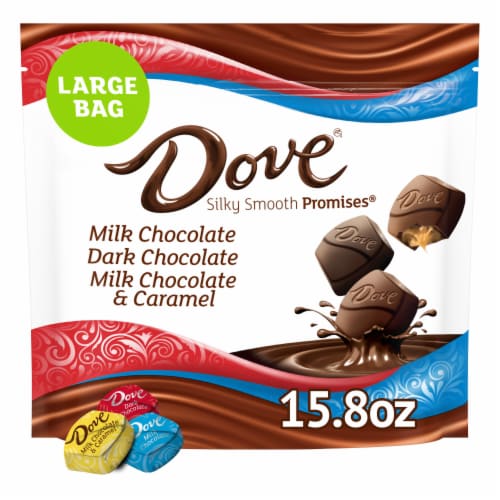 Dove Promises Individually Wrapped Variety Pack Milk and Dark Chocolate Candy Assortment Bag Perspective: front