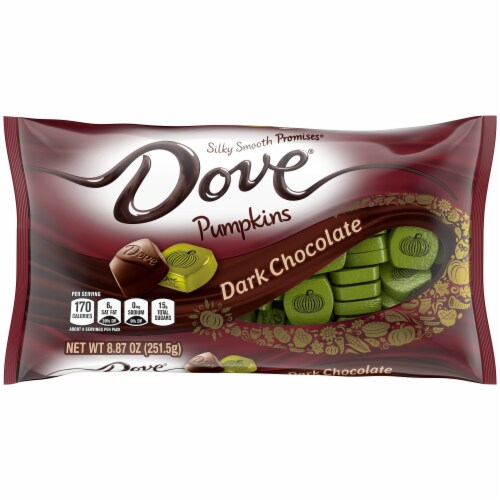Dove Promises Dark Chocolate Pumpkins Fall Halloween Candy Perspective: front