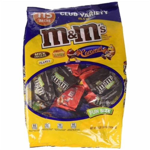 M&M'S Fun Size Milk Chocolate, Peanut, Peanut Butter & Caramel Candy  Variety Pack, 30.35 oz/55 ct Bulk Candy Bag