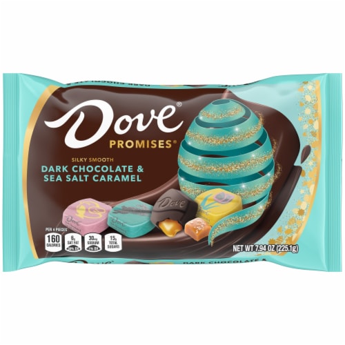 Dove Promises Dark Chocolate & Sea Salt Caramel Easter Candy Bag Perspective: front