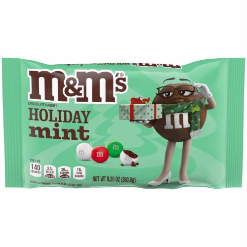 M&M'S Mint Chocolate Christmas Candy Bag Perspective: front