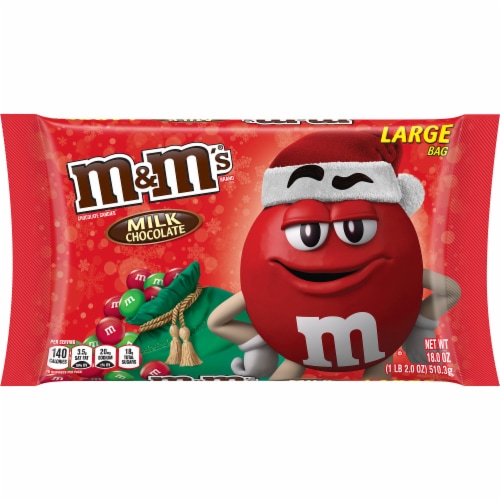 M&M'S Christmas Milk Chocolate Holiday Candy Perspective: front