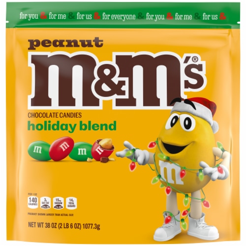 M&M'S Christmas Gift Peanut Milk Chocolate Candy Bag, 38 oz