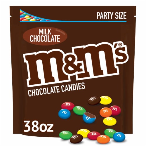 M&M'S Milk Chocolate Candy Party Size Bag Perspective: front