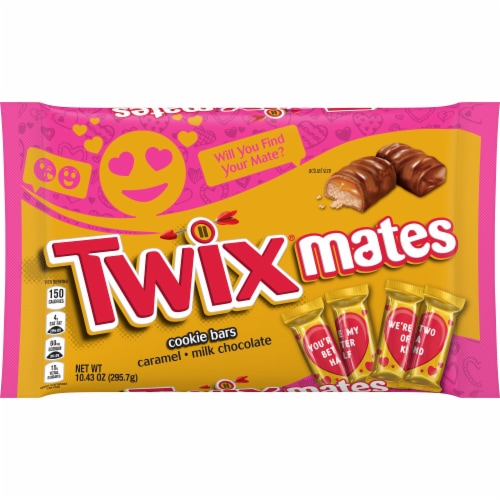 TWIX Caramel Mini Size Chocolate Cookie Bar Valentine Candy Bag Perspective: front