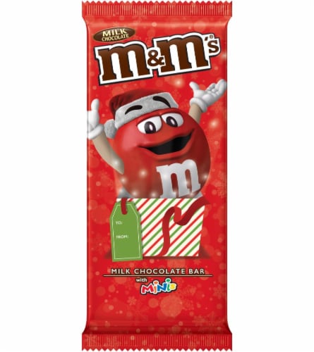 M&M's Milk Chocolate with Minis Christmas Chocolate Bar Perspective: front