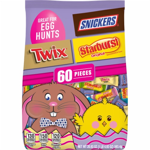 Snickers Twix & Starburst Minis Assorted Easter Candy Bulk Variety Pack Bag Perspective: front