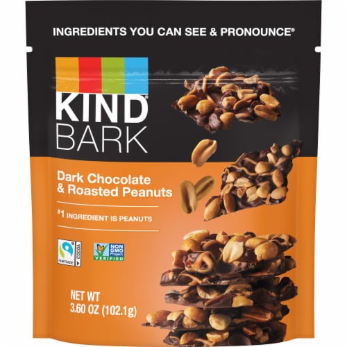 KIND Dark Chocolate & Roasted Peanuts Bark Perspective: front
