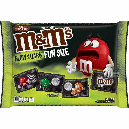 M&M'S Glow In The Dark Milk Chocolate Fun Size Halloween Candy Perspective: front
