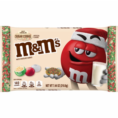 M&M'S Holiday White Chocolate Sugar Cookie Christmas Candy Perspective: front