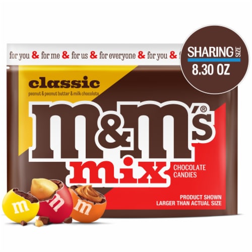 M&M's Classic Mix Chocolate Candy Sharing Size Bag Perspective: front