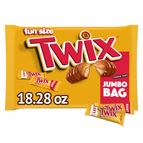 Twix Caramel Fun Size Chocolate Cookie Candy Bars Bag Perspective: front