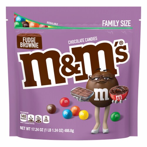 M&M's® Fudge Brownie Chocolate Candies Family Size Perspective: front