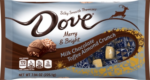 Dove® Chocolate Toffee Almond Crunch Laydown Christmas Milk Chocolate Perspective: front