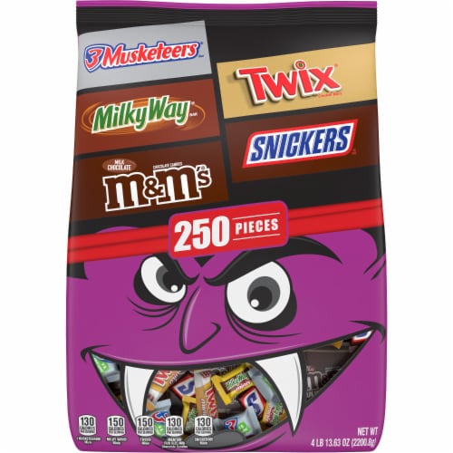 Snickers M&M'S Twix Milky Way & 3 Musketeers Assorted Chocolate Bulk Halloween Candy Perspective: front