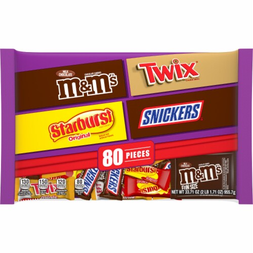 M&M'S Snickers Starburst & Twix Bulk Halloween Candy Variety Pack Perspective: front