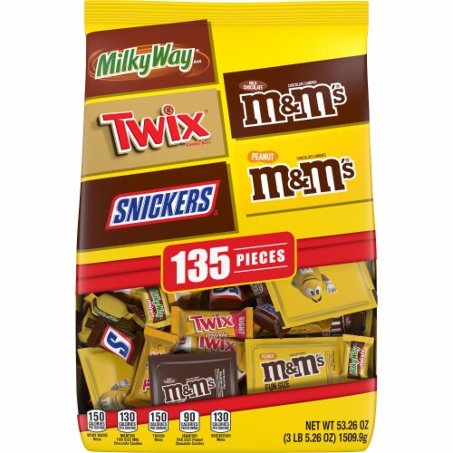 M&M'S Snickers Twix & Milky Way Mixed Chocolate Halloween Candy Assortment Bulk Bag Perspective: front