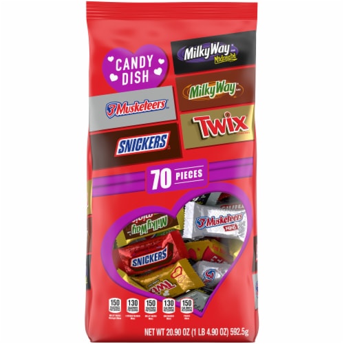 Snickers Twix Milky Way & 3 Musketeers Valentines Day Assorted Chocolate Candy Perspective: front