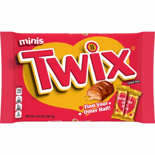 Twix Minis Caramel Chocolate Cookie Valentine's Day Chocolate Candy Perspective: front