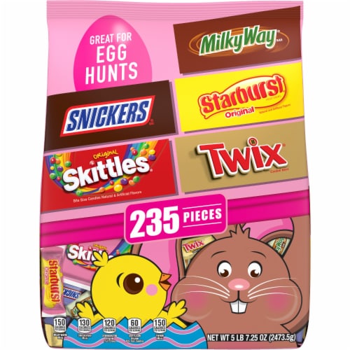 Snickers Skittles Twix Starburst & Milky Way Easter Candy Bulk Variety Pack Perspective: front