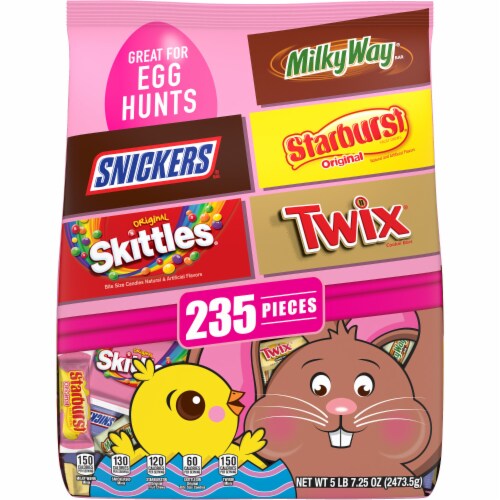 Snickers Skittles Twix Starburst & Milky Way Easter Candy Bulk Variety Pack Perspective: front