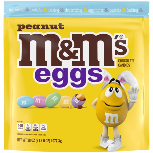 M&M’S Peanut Milk Chocolate Assorted Pastel Easter Candy Party Size Bag Perspective: front