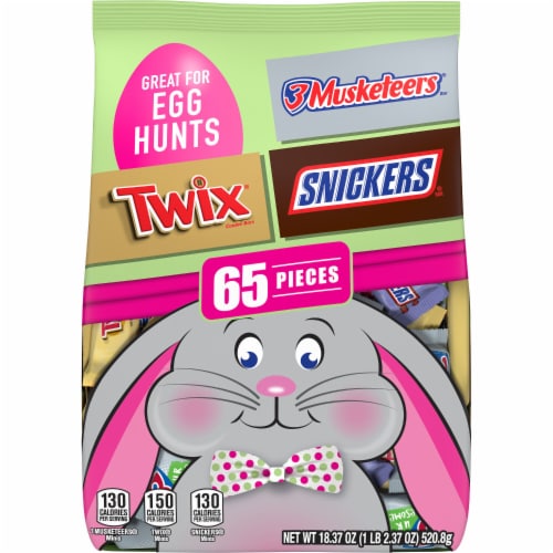Snickers Twix & 3 Musketeers Assorted Chocolate Easter Candy Bulk Variety Pack Perspective: front