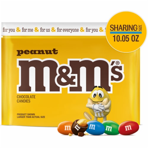 M&M'S Peanut Milk Chocolate Candy Sharing Size Bag Perspective: front