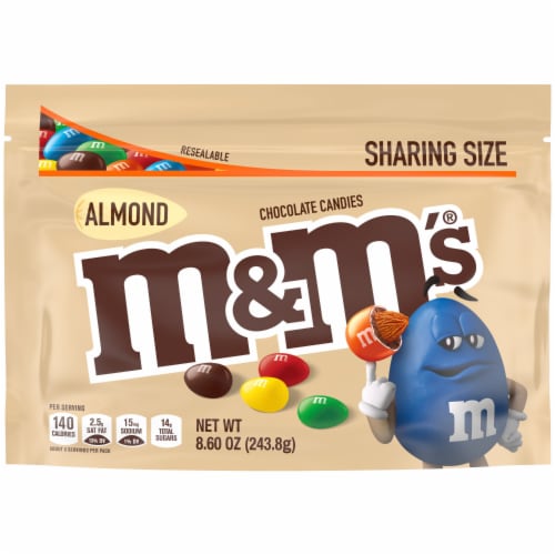 M&M'S Almond Milk Chocolate Candy Sharing Size Bag Perspective: front