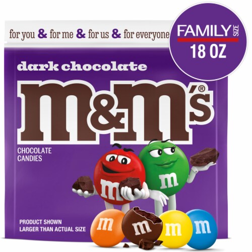 M&M'S 50% Cacao Dark Chocolate Candy Family Size Bag Perspective: front