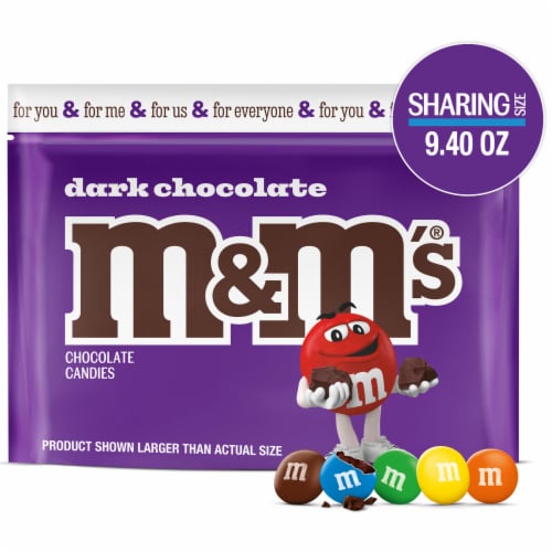 M&M's Dark Chocolate St. Patricks Day Candy Sharing Size Bag Perspective: front