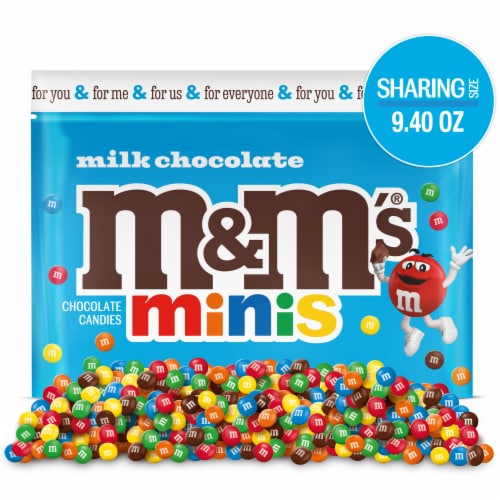 M&M'S Minis Milk Chocolate Easter Candy Sharing Size Bag Perspective: front