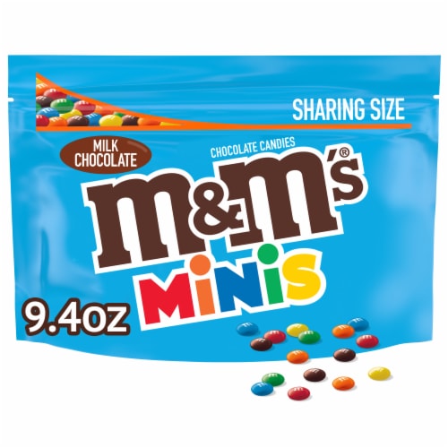 M&M'S Minis Milk Chocolate Candy Sharing Size Resealable Bag Perspective: front