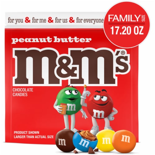 M&M'S Peanut Butter Milk Chocolate Candy Family Size Bag Perspective: front