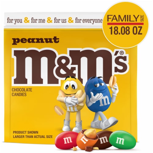 M&M'S Peanut Milk Chocolate Candy Family Size Bag Perspective: front