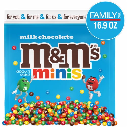 M&M'S Minis Milk Chocolate Candy Family Size Bag Perspective: front